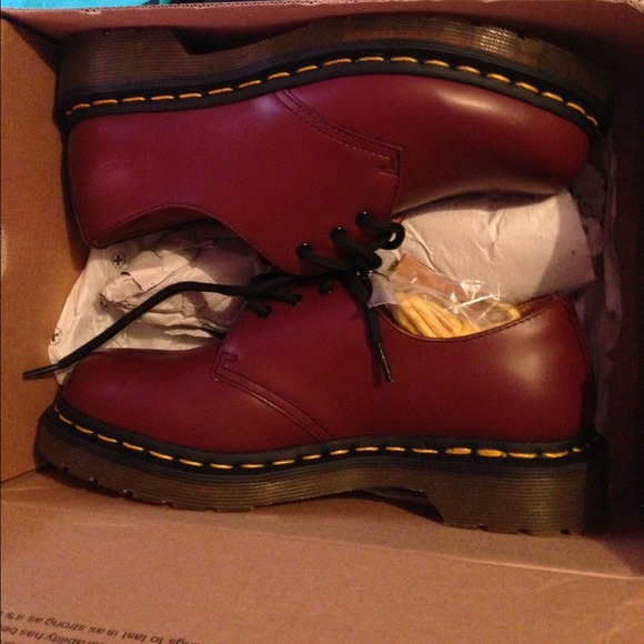 burgandy Doc Martins.
