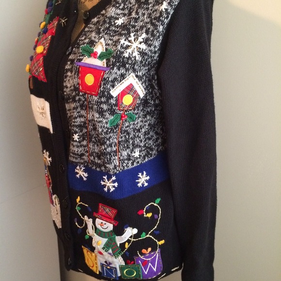Vintage UGLY Christmas Sweater Cardigan - Med - Picture 3 of 4