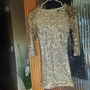 Dresses - Make OFFER❗️Gold spike shoulder dress sequin dress Dresses - Make OFFER❗️Gold spike shoulder dress sequin dress