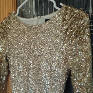 Dresses - Make OFFER❗️Gold spike shoulder dress sequin dress Dresses - Make OFFER❗️Gold spike shoulder dress sequin dress