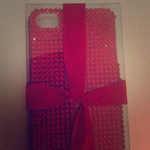 iPhone 4/4s case. Jeweled. Red. Bling.