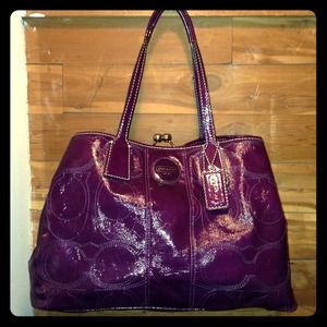 Genuine Coach Purple Leather Signature Bag