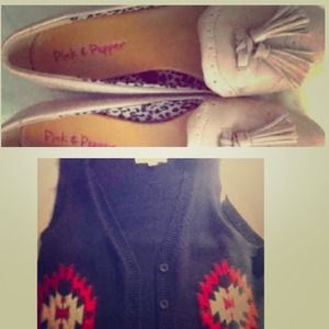 BUNDLE : Pink flats and Forever 21 tribal vest