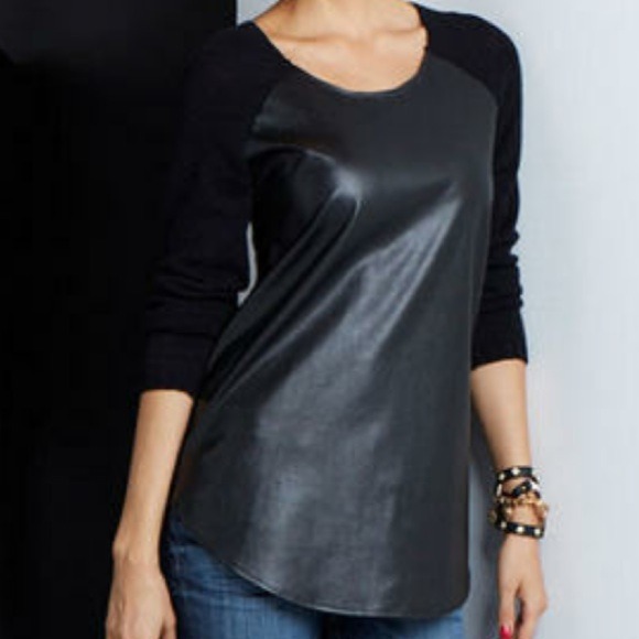 Sweaters - NEW! Faux leather sweater. Holiday sale! Half off!