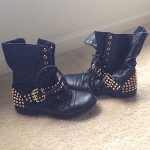 Steve Madden gold spike combat boots