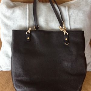 Michael Kors Black Leather Chain Tote