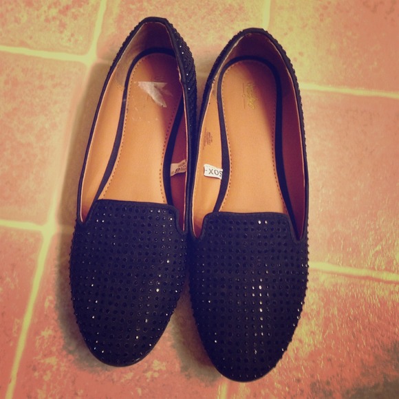 Black sparkle loafers