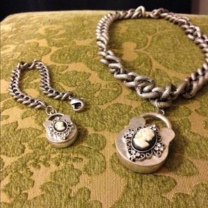 Steampunk Cameo Silver Necklace & Bracelet