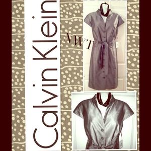 CALVIN KLIEN SILVER DRESS ** NWT **Beautiful color