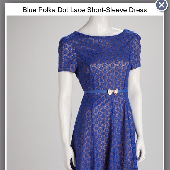 Polka dot lace short sleeve dress - Picture 2 of 2