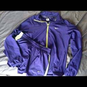 Nike Dri-Fit Jacket & Shorts Purple & Lime Green