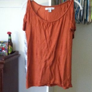 Orange f21 open shoulder top