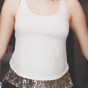 NEVER WORN! Beige and sequined Mudd tank top