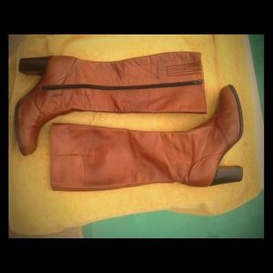 Vintage Leather Cognac Boots Fit 7-8.5