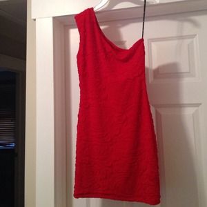 Bodycon one shoulder red dress💋