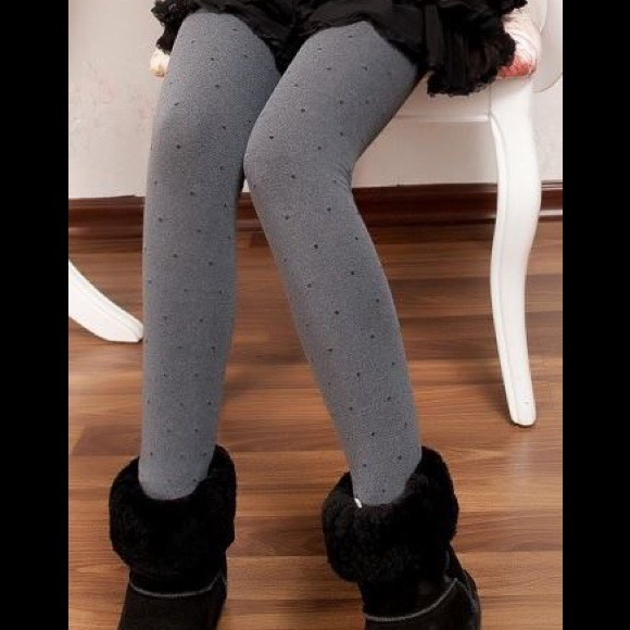 Grey with black dots tights - Picture 2 of 3