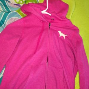 VS hot pink zip up hoodie