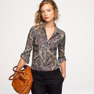 J. Crew perfect shirt in royal paisley, size 4.