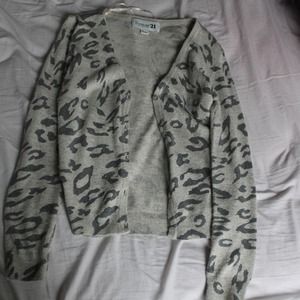 Grey Cheetah Print Cardigan