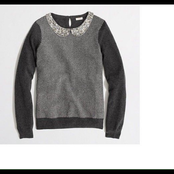 Sold!NWT J.Crew Peter Pan jeweled-collar sweater M