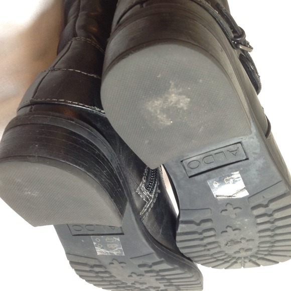 ALDO Boots Tall Knee High Fold Over w/Bckles Black - Picture 2 of 4