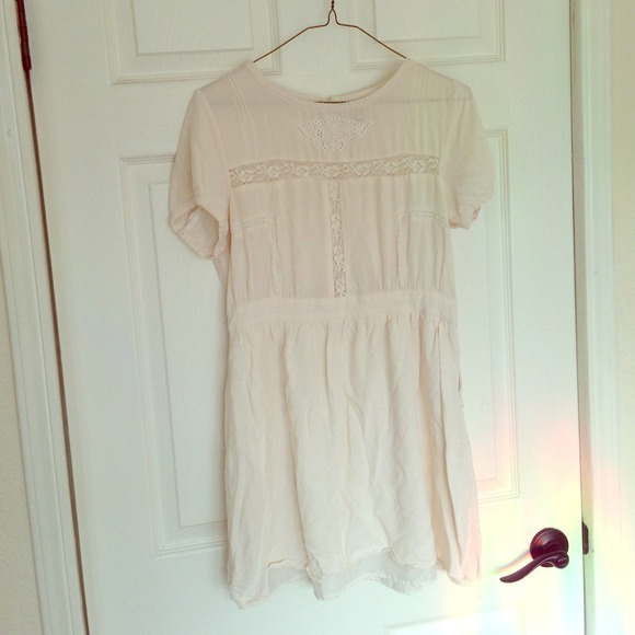 White Lace-Inset Dress