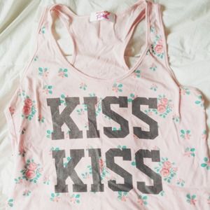 Floral Pink Kiss Kiss T-Shirt