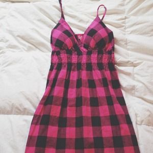 Brand New Plaid Pink and Black Sundress