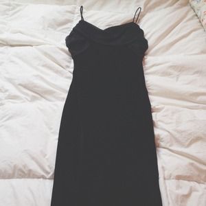 Brand New Never Worn Long Black Silk Dress