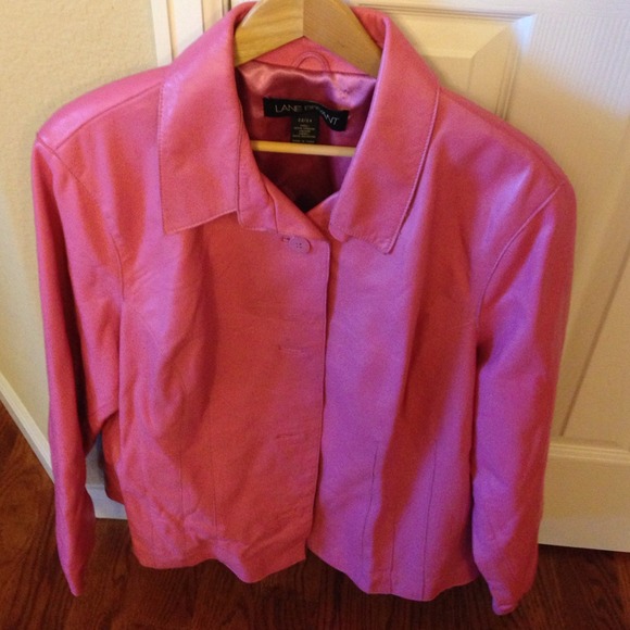 Pink leather jacket, size 22/24