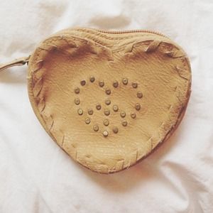 Brand New Brown Leather Heart Coin Purse