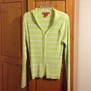 Cute lime green with white stripe sweater.