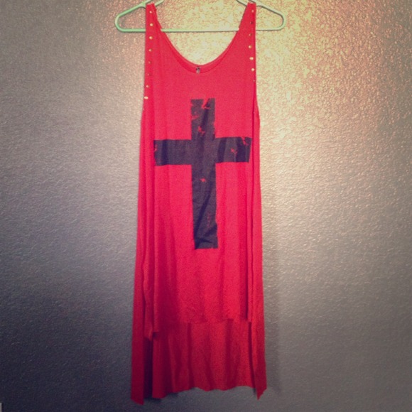 High low studded cross top.