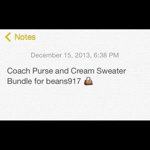 Bundle! Coach purse and Cream Sweater