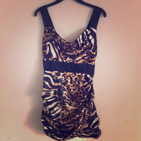 Brown/gold Cheetah/Zebra dress - Picture 1 of 4