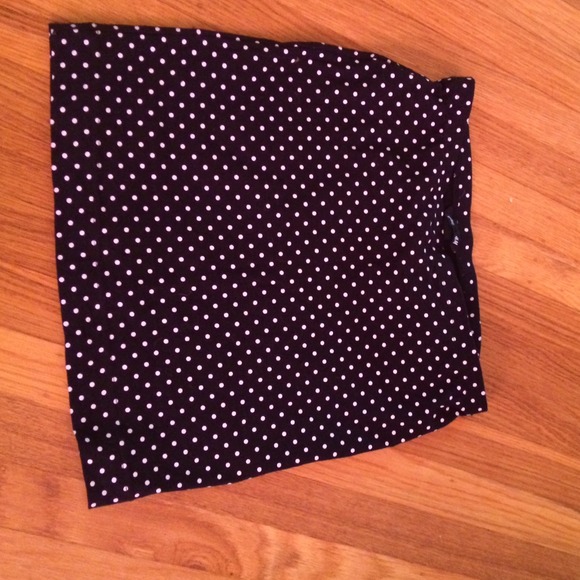Polka dot pencil shirt.