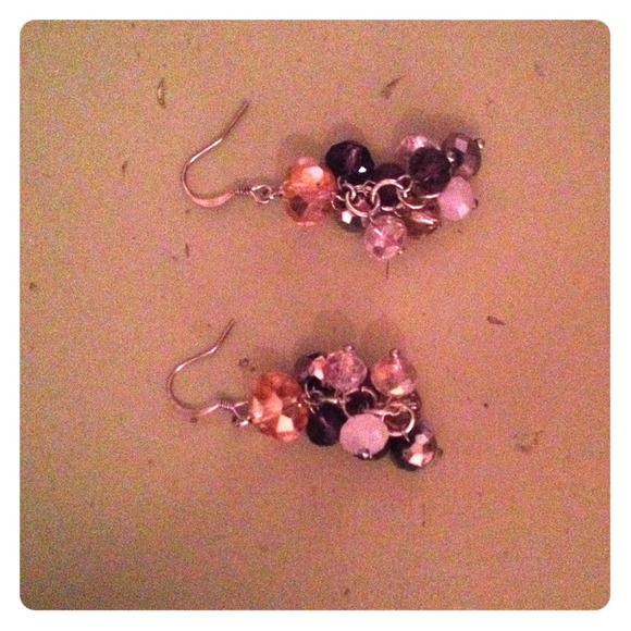 Purple gem clump earrings