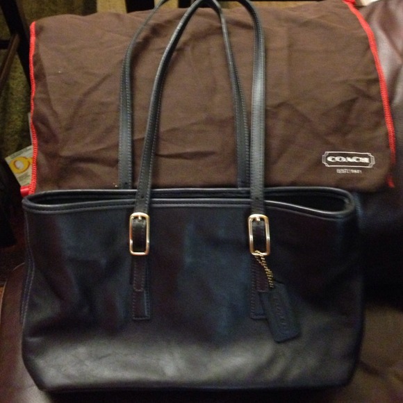 Authentic Coach navy blue leather bag