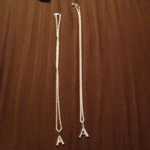 2 Silver A charm necklaces !