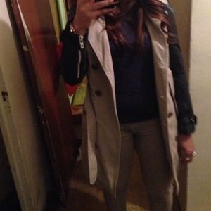 Walter Baker Faux leather sleeve trench coat