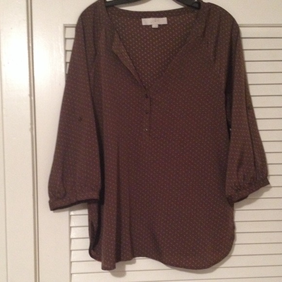 Olive green silk tunic - Ann Taylor Loft