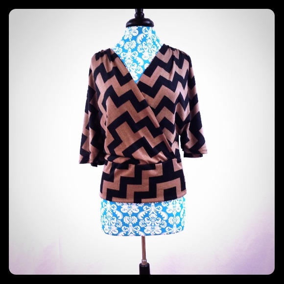Black and Tan Chevron top