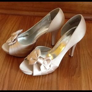 Satin Peep Toe Pumps