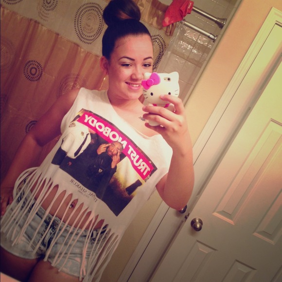 Urban outfitters Tupac fringe shirt