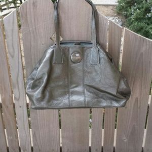 Authentic silver metallic patent leather Coach bag