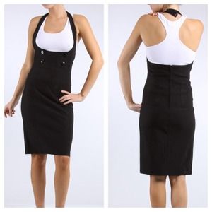 NWT High waist suspender skirt in 2tone Charcoal