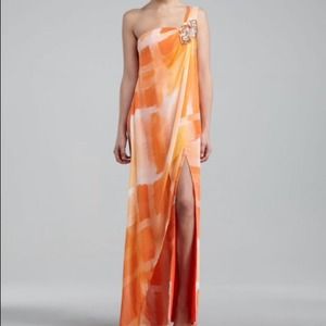 HOAGLUND NEW YORK
Orange One-Shoulder Caftan Gown