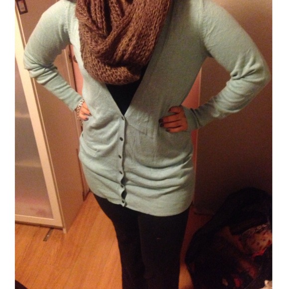 Powder blue deep vneck cardigan