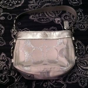 Small silver COACH one handled purse