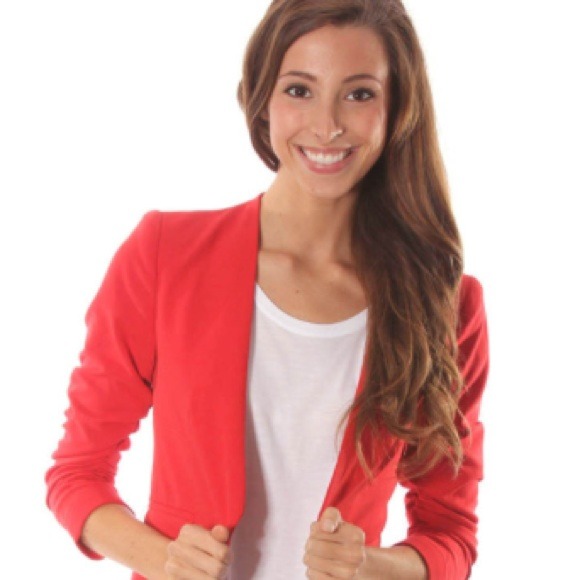 Ark & Co Jackets & Blazers - New Ruched Sleeve Jacket in Wine